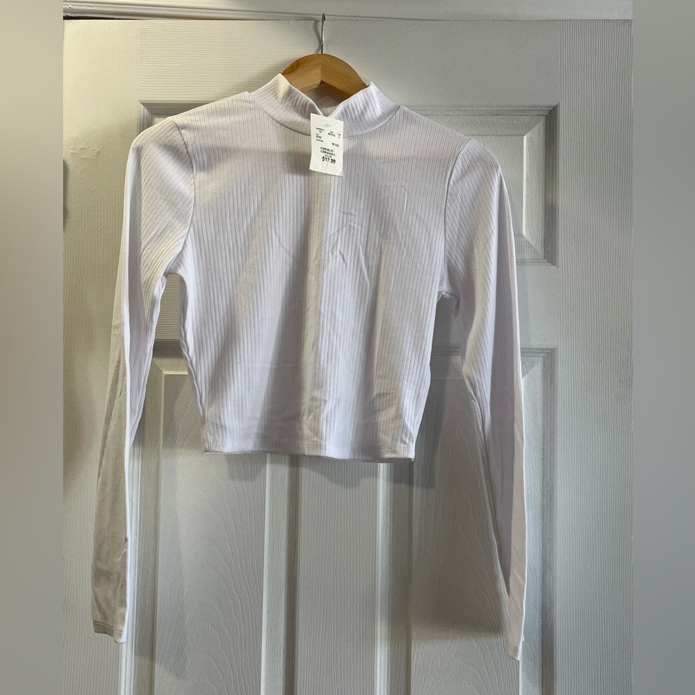 Bozzolo | White Ribbed Long Sleeve Top | Size L